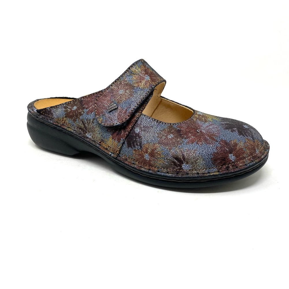 Finn Comfort Stanford Fleur Marron Leather Clog Orthopedic Comfort Mule Slip On